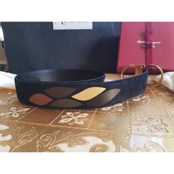 SALVATORE FERRAGAMO patchwork suede belt, 85 cm, NWT main image 10